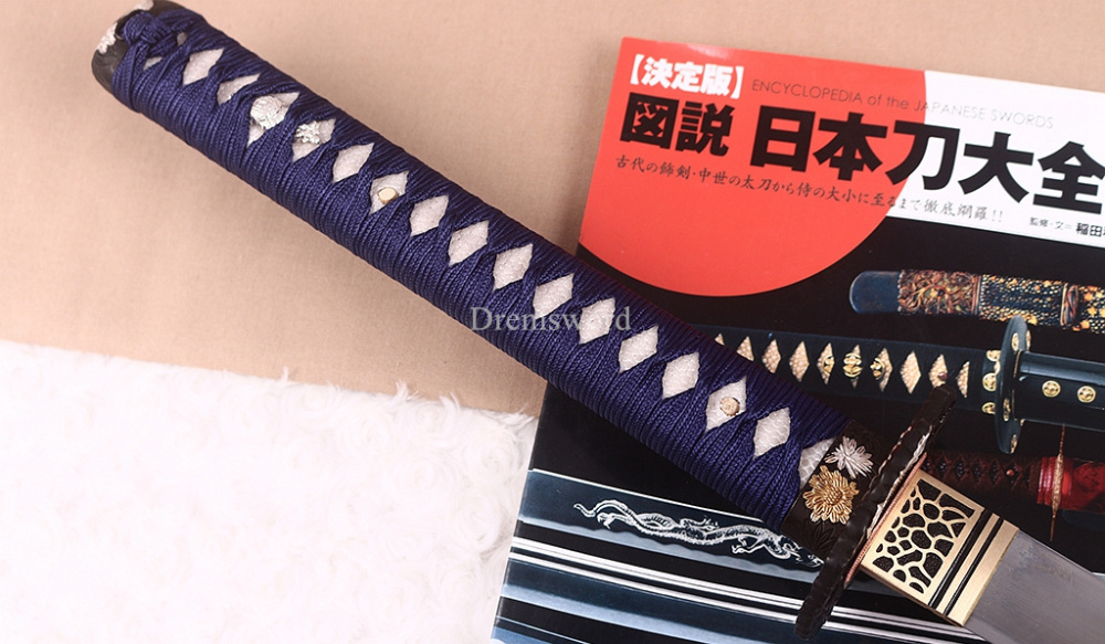 T10 Steel Clay Tempered Hand Abrasive Blue Katana Japanese Samurai  Sword Sharp Shinogi-Zukuri Battle Ready Sharp