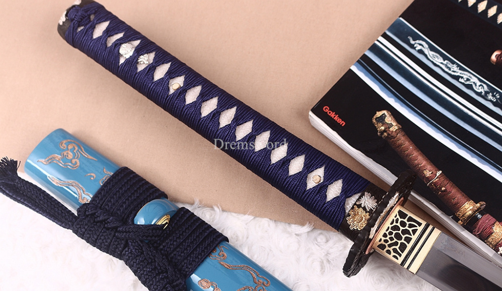 T10 Steel Clay Tempered Hand Abrasive Blue Katana Japanese Samurai  Sword Sharp Shinogi-Zukuri Battle Ready Sharp