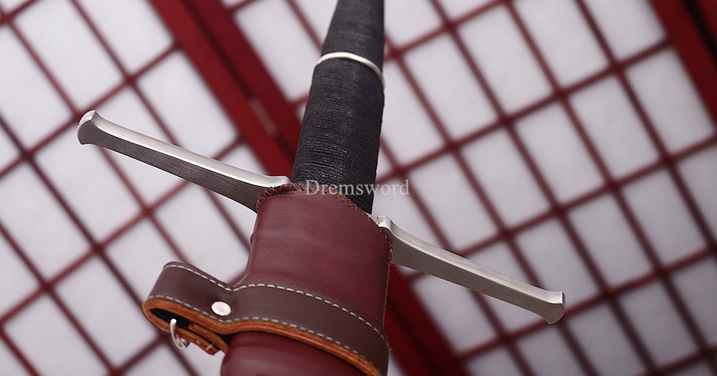 47 inches 9260 Spring Steel European Sword Battle Ready Leather Sheath Double Edge Sword Stainless Steel Fittings
