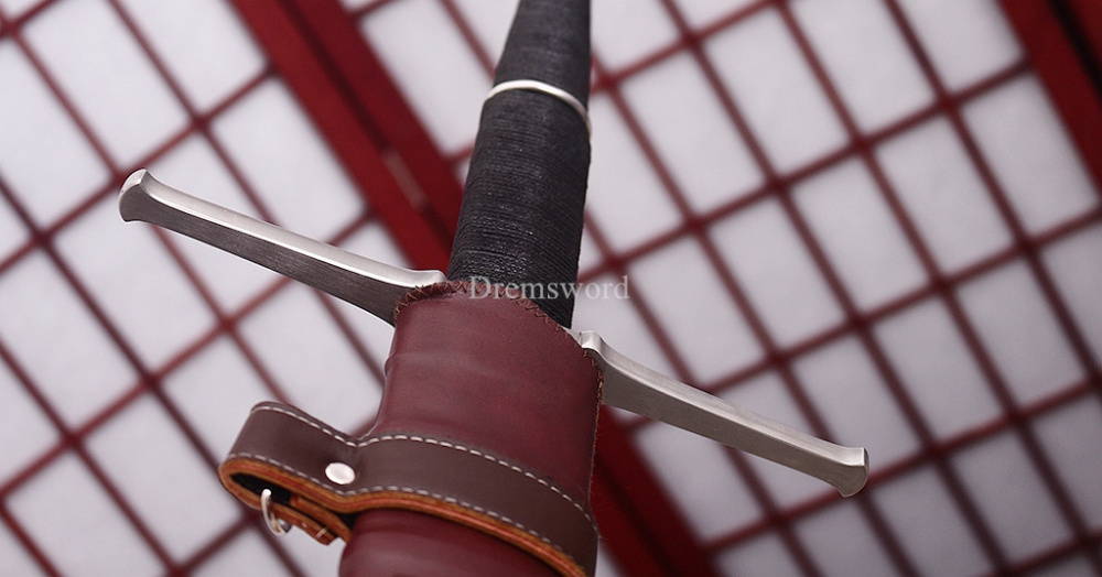 47 inches 9260 Spring Steel European Sword Battle Ready Leather Sheath Double Edge Sword Stainless Steel Fittings