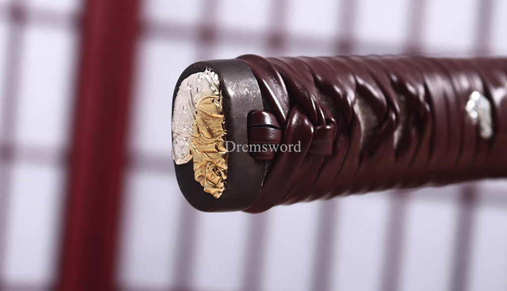 Handmade 9260 Spring Steel Wakizashi Japanese Samurai Functional Sword Full Tang Kogarasu-Maru Zukuri Red