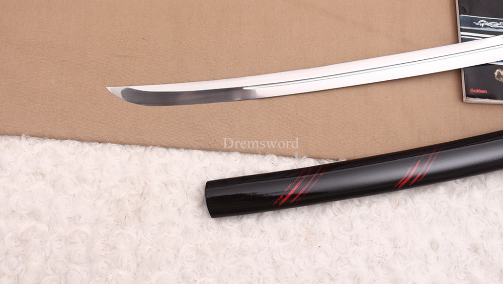 Handmade 9260 Spring Steel Katana Japanese Samurai Functional Red Sword Full Tang Unokubi Zukuri for Battle