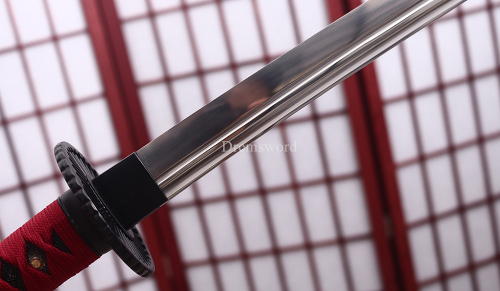Handmade 9260 Spring Steel Katana Japanese Samurai Functional Red Sword Full Tang Unokubi-Zukuri for Battle