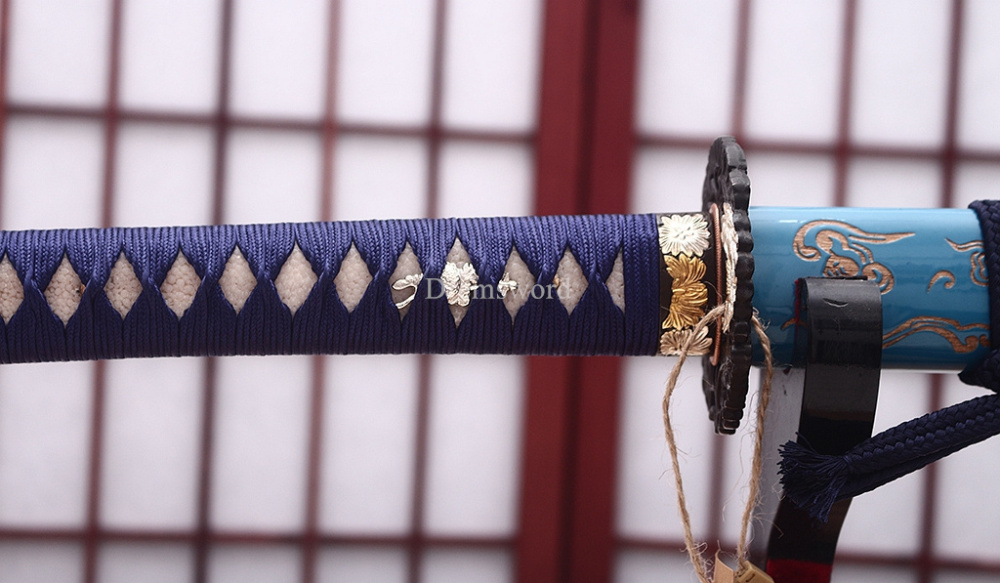 T10 Steel Clay Tempered Hand Abrasive Blue Katana Japanese Samurai  Sword Sharp Shinogi-Zukuri Battle Ready Sharp