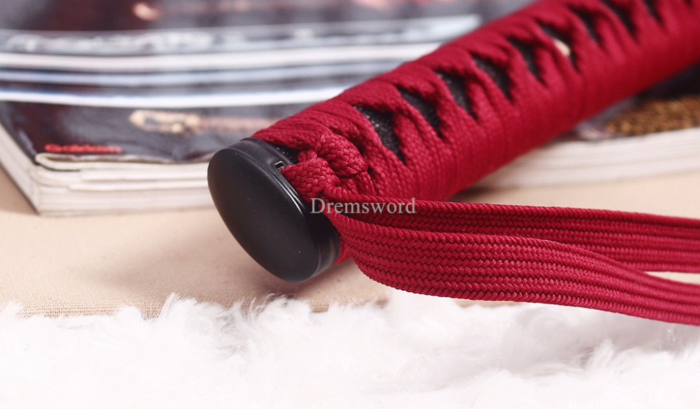 Handmade 9260 Spring Steel Katana Japanese Samurai Functional Red Sword Full Tang Unokubi Zukuri for Battle