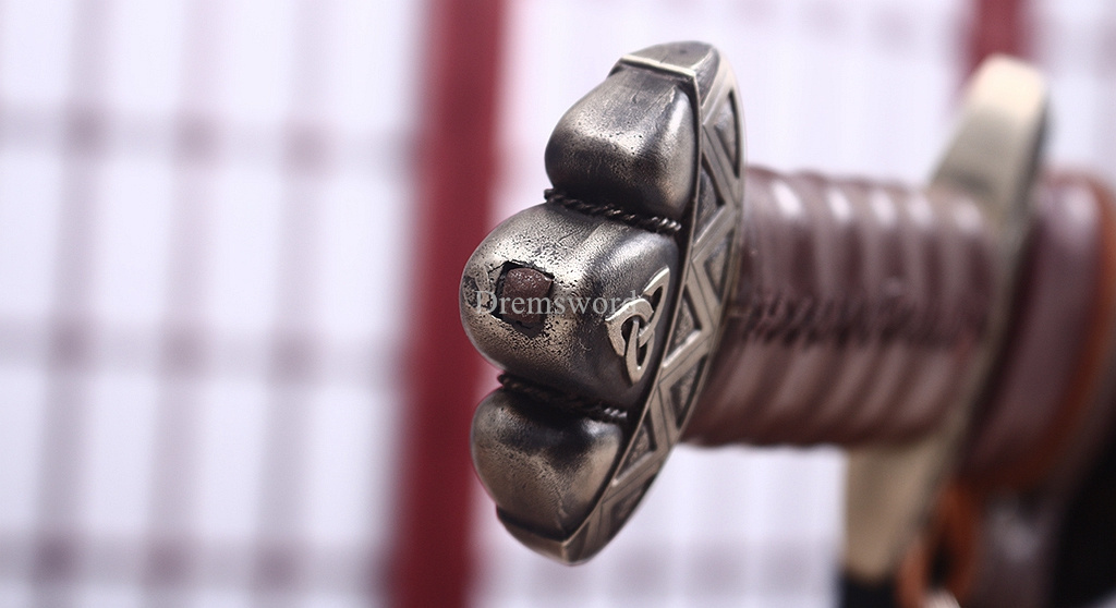 35 inches Damascus Folded Steel European Sword Battle Ready Brown Leather Sheath Double Edge Sword Stainless Steel Fittings