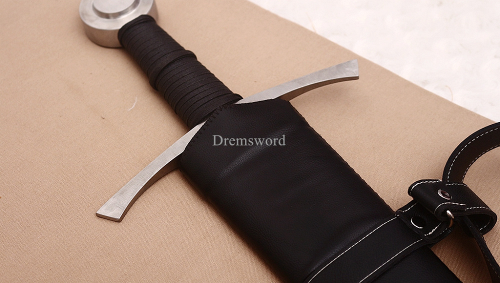39 inches 9260 Spring Steel European Sword Battle Ready Leather Sheath Double Edge Sword Stainless Steel Fittings