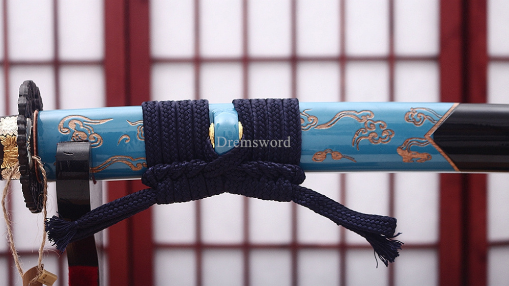 T10 Steel Clay Tempered Hand Abrasive Blue Katana Japanese Samurai  Sword Sharp Shinogi-Zukuri Battle Ready Sharp