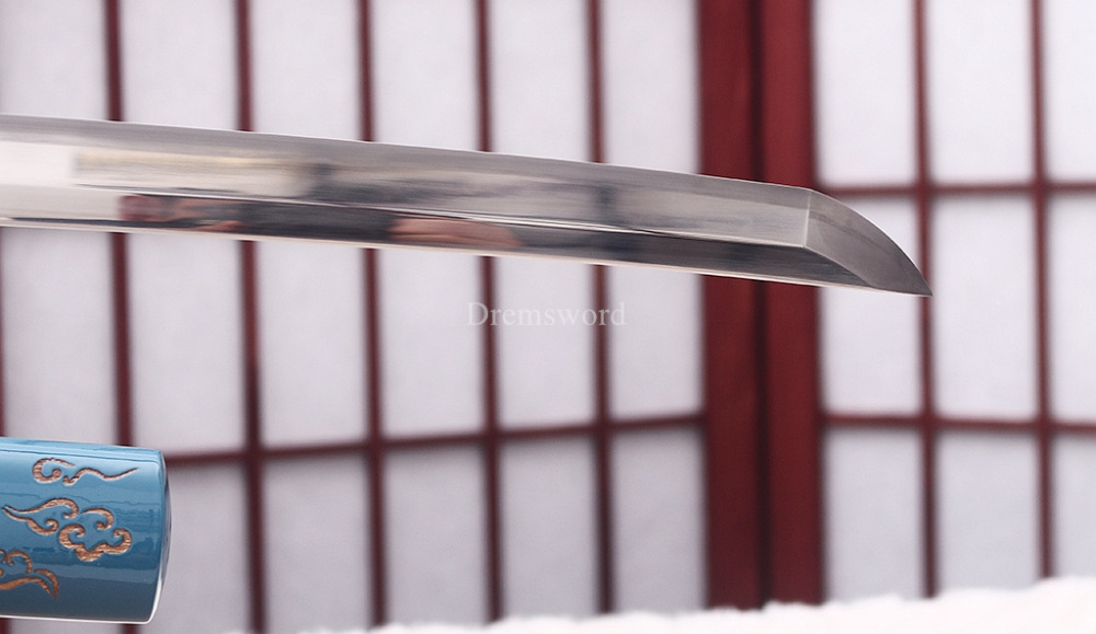 T10 Steel Clay Tempered Hand Abrasive Blue Katana Japanese Samurai  Sword Sharp Shinogi-Zukuri Battle Ready Sharp