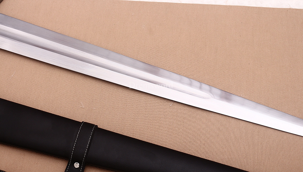 39 inches 9260 Spring Steel European Sword Battle Ready Leather Sheath Double Edge Sword Stainless Steel Fittings