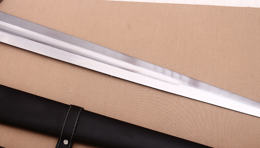 39 inches 9260 Spring Steel European Sword Battle Ready Leather Sheath Double Edge Sword Stainless Steel Fittings