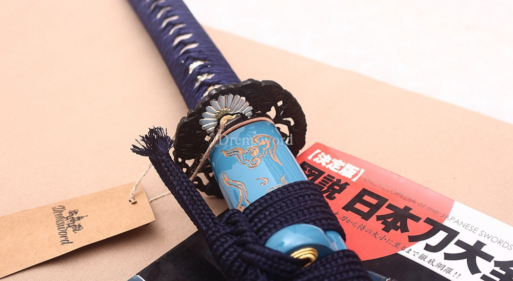 T10 Steel Clay Tempered Hand Abrasive Blue Katana Japanese Samurai  Sword Sharp Shinogi-Zukuri Battle Ready Sharp
