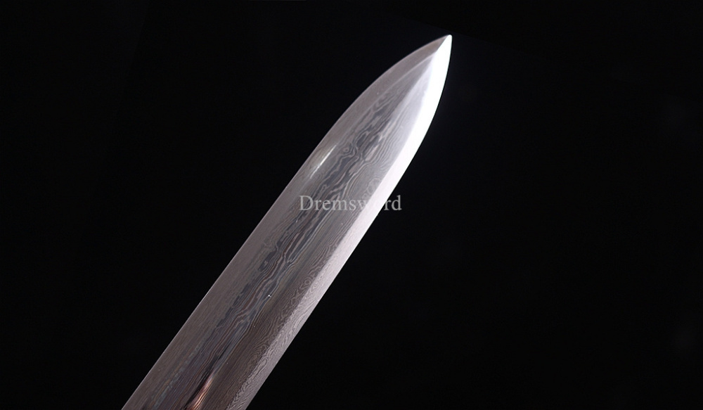 Handmade Self-refined Folded Steel Jian 剑 Traditional Chinese Jian Sword Battle Ready Sharp Black Rayskin Sheath for Collection