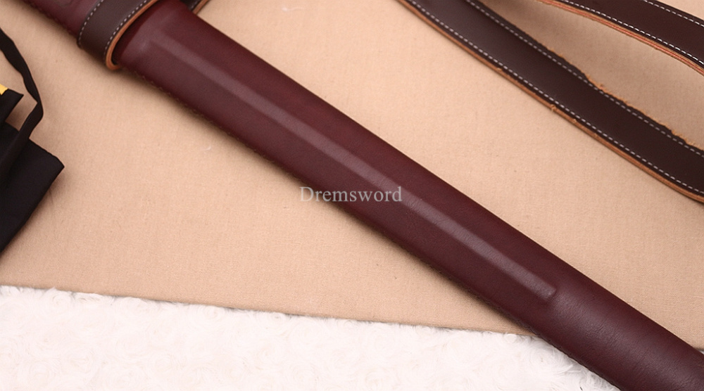 47 inches 9260 Spring Steel European Sword Battle Ready Leather Sheath Double Edge Sword Stainless Steel Fittings