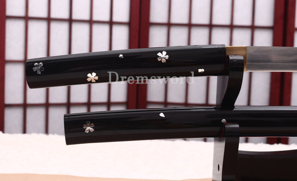 Folded Steel Clay Tempered Shirasaya Kill Bill Oren Ishi Katana Sword Japanese Samurai Sword Sharp Shinogi-Zukuri Black
