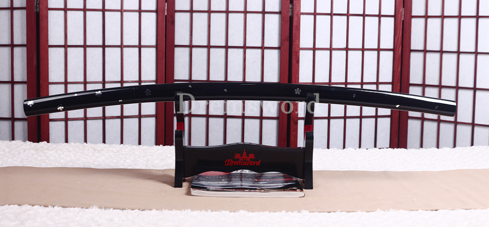 Folded Steel Clay Tempered Shirasaya Kill Bill Oren Ishi Katana Sword Japanese Samurai Sword Sharp Shinogi-Zukuri Black