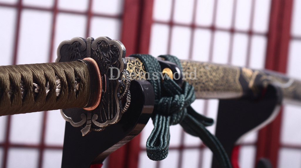 Handmade Self-refined Chinese Tamahagane Katana Japanese Samurai Sword Battle Ready Shinogi Zukuri Hand Painting Saya