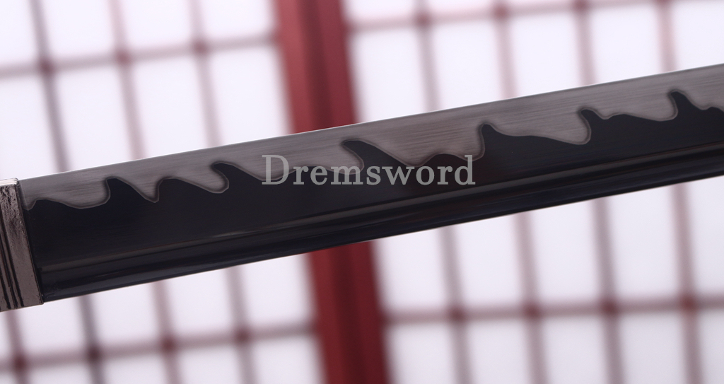 Handmade 9260 Spring Steel Chokuto Katana Japanese Samurai Straight Sword Battle Ready Full Tang Black Blade Shinogi-Zukuri