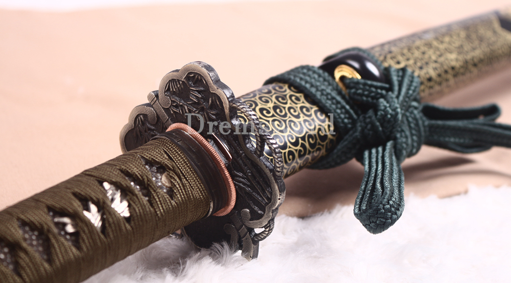 Handmade Self-refined Chinese Tamahagane Katana Japanese Samurai Sword Battle Ready Shinogi Zukuri Hand Painting Saya