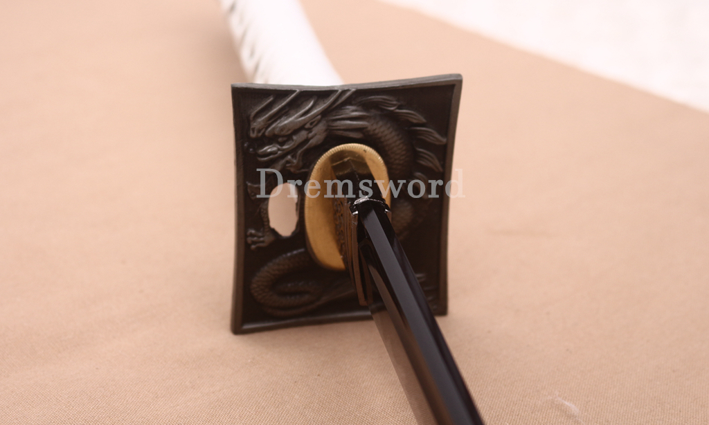 Handmade 9260 Spring Steel Chokuto Katana Japanese Samurai Straight Sword Battle Ready Full Tang Black Blade Shinogi-Zukuri