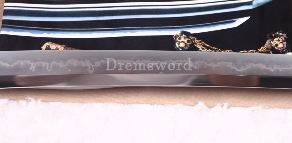 T10 Clay Tempered Hadori Polishing Choji Hamon Katana Japanese Samurai Sword SHINOGI-ZUKURI Full Tang Rayskin Saya Black