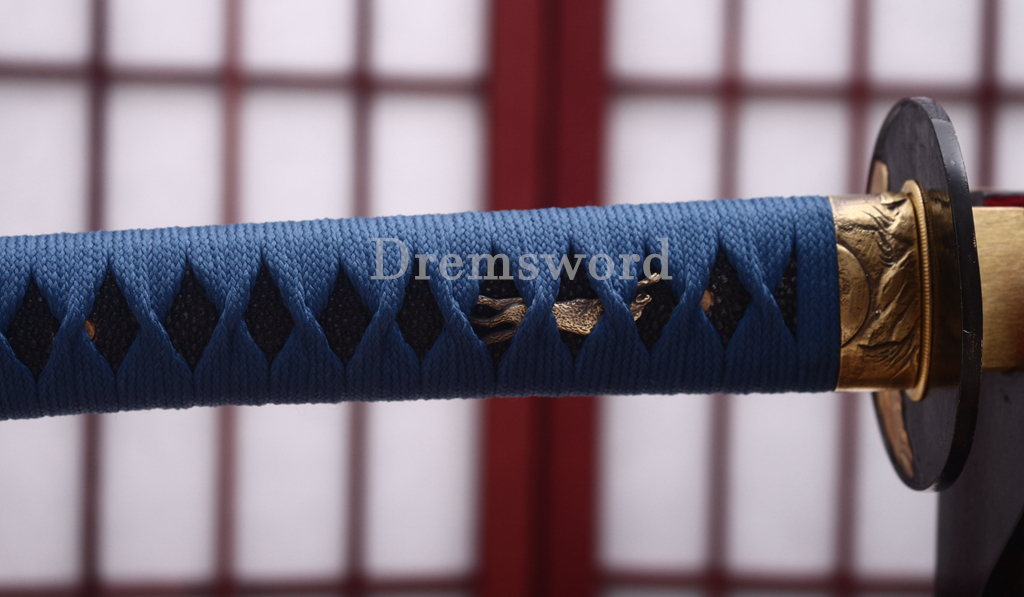 T10 Clay Tempered Hadori Polishing Choji Hamon Katana Japanese Samurai Sword SHINOGI-ZUKURI Full Tang Rayskin Saya Black