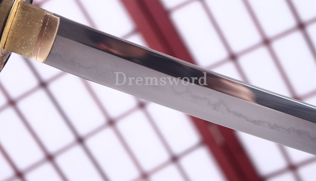 T10 Clay Tempered Hadori Polishing Choji Hamon Katana Japanese Samurai Sword SHINOGI-ZUKURI Full Tang Rayskin Saya Black