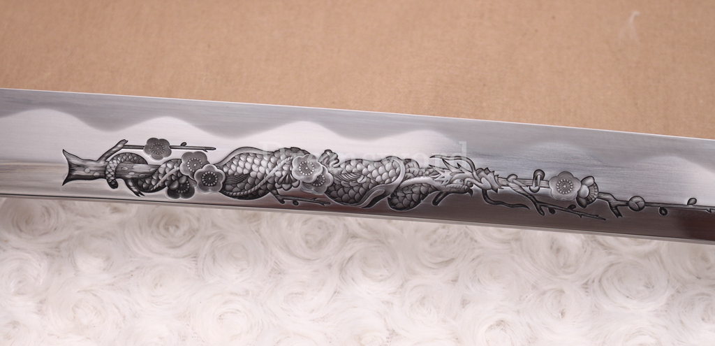 Handmade Self-refined Tamahagane Katana Japanese Samurai Sword Battle Ready Shinogi Zukuri Hand Painting Saya