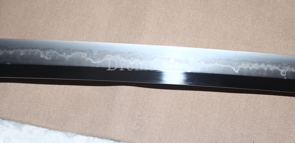 T10 Clay Tempered Hadori Polishing Choji Hamon Katana Japanese Samurai Sword SHINOGI-ZUKURI Full Tang Rayskin Saya Black