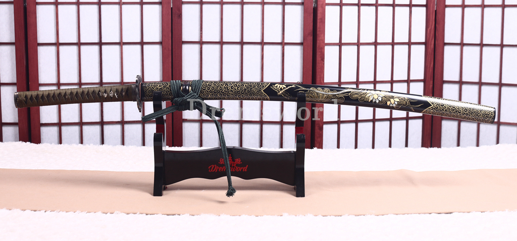 Handmade Self-refined Chinese Tamahagane Katana Japanese Samurai Sword Battle Ready Shinogi Zukuri Hand Painting Saya