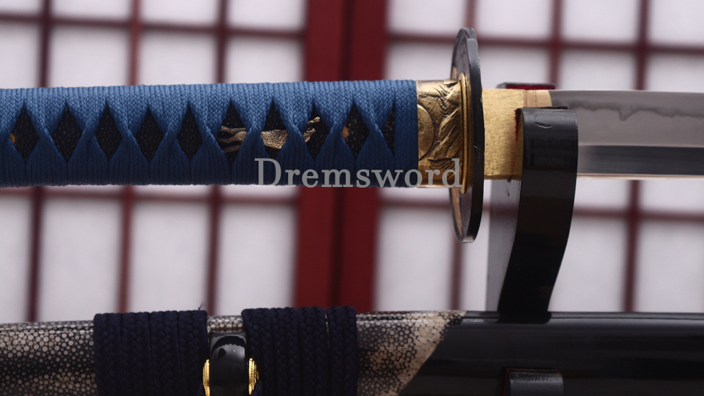T10 Clay Tempered Hadori Polishing Choji Hamon Katana Japanese Samurai Sword SHINOGI-ZUKURI Full Tang Rayskin Saya Black