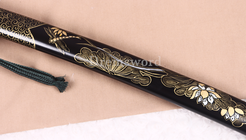 Handmade Self-refined Chinese Tamahagane Katana Japanese Samurai Sword Battle Ready Shinogi Zukuri Hand Painting Saya