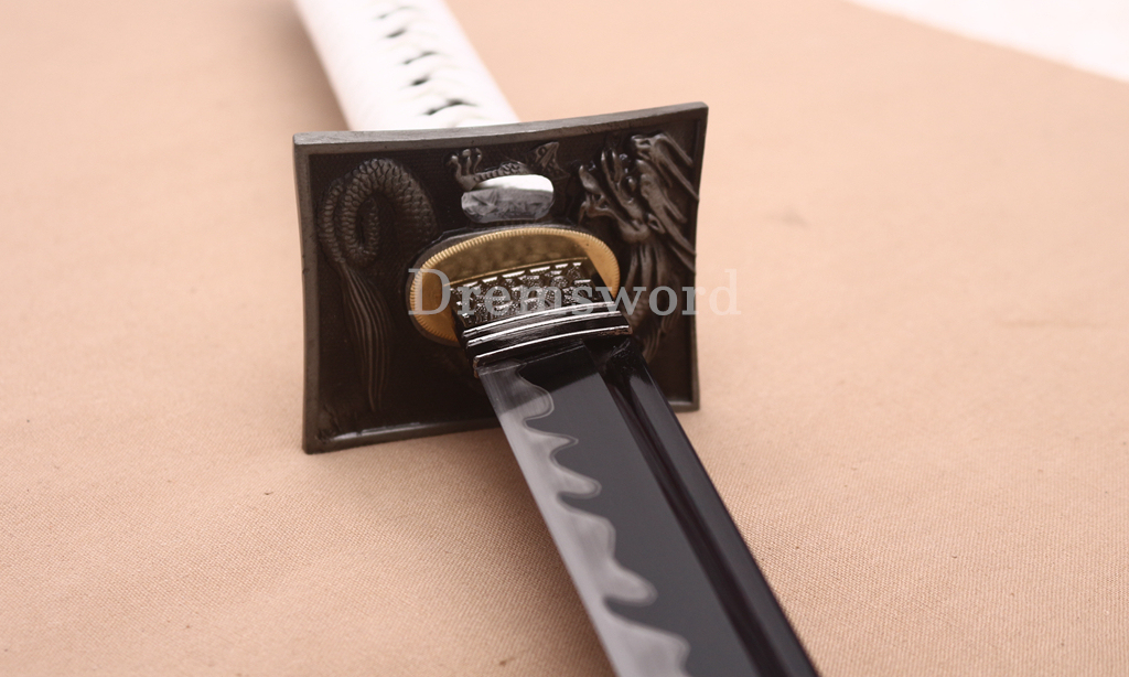 Handmade 9260 Spring Steel Chokuto Katana Japanese Samurai Straight Sword Battle Ready Full Tang Black Blade Shinogi-Zukuri