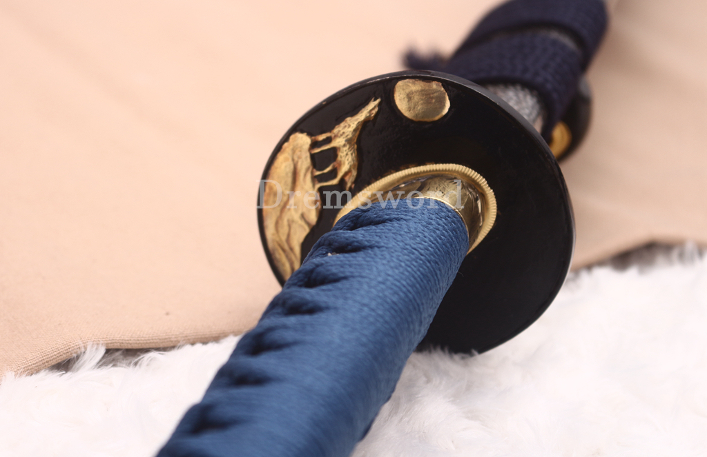 T10 Clay Tempered Hadori Polishing Choji Hamon Katana Japanese Samurai Sword SHINOGI-ZUKURI Full Tang Rayskin Saya Black
