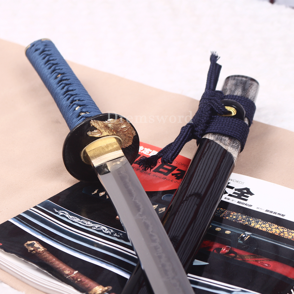 T10 Clay Tempered Hadori Polishing Choji Hamon Katana Japanese Samurai Sword SHINOGI-ZUKURI Full Tang Rayskin Saya Black