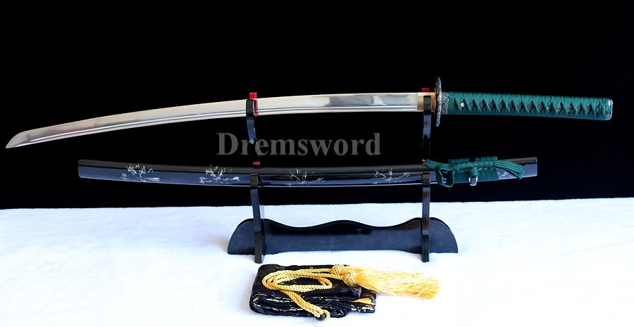 Handmade water quenching 9260 spring steel Japanese Katana sword full tang sharp Shinogi-Zukuri Black