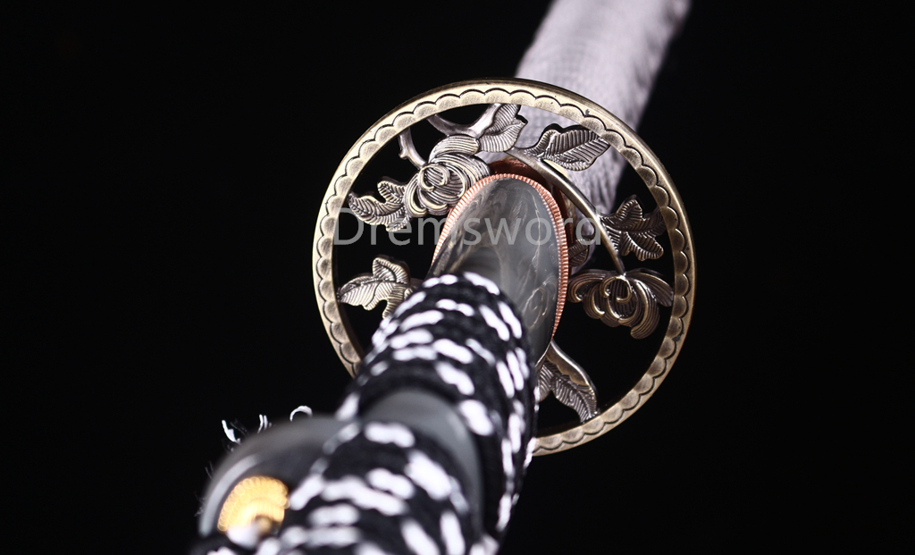 Handmade T10 Steel Clay Tempered Katana Japanese Samurai Sword Battle Ready SHINOGI-ZUKURI Full Tang Grey