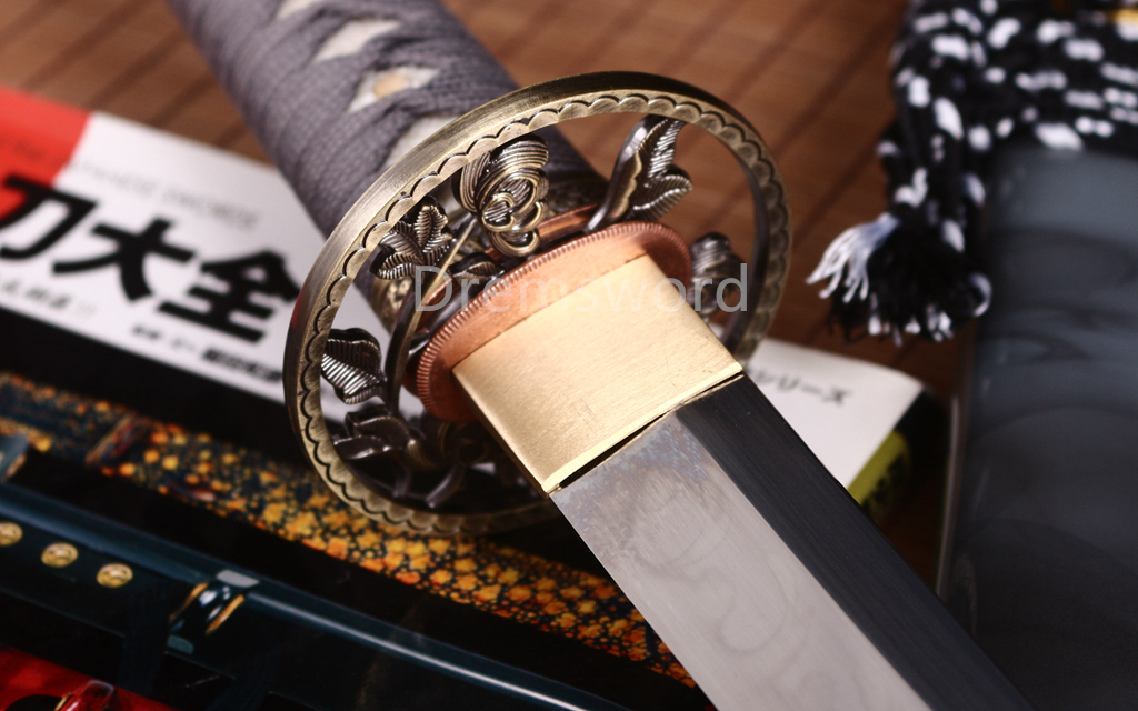 Handmade T10 Steel Clay Tempered Katana Japanese Samurai Sword Battle Ready SHINOGI-ZUKURI Full Tang Grey