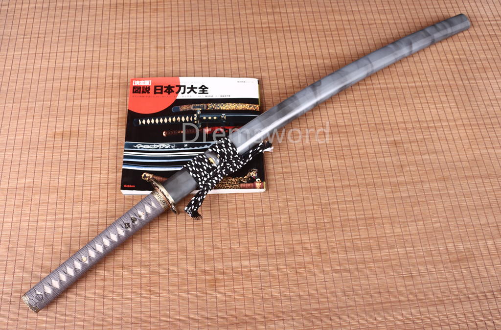 Handmade T10 Steel Clay Tempered Katana Japanese Samurai Sword Battle Ready SHINOGI-ZUKURI Full Tang Grey