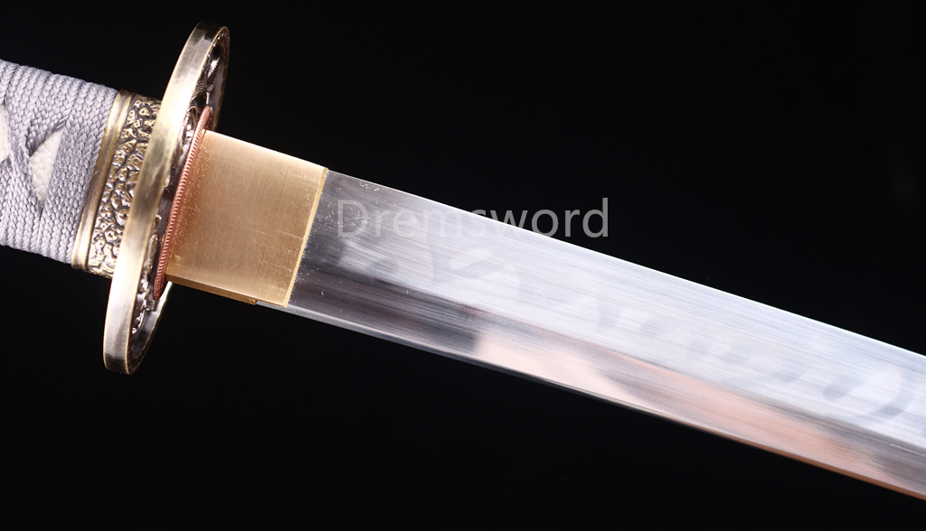 Handmade T10 Steel Clay Tempered Katana Japanese Samurai Sword Battle Ready SHINOGI-ZUKURI Full Tang Grey