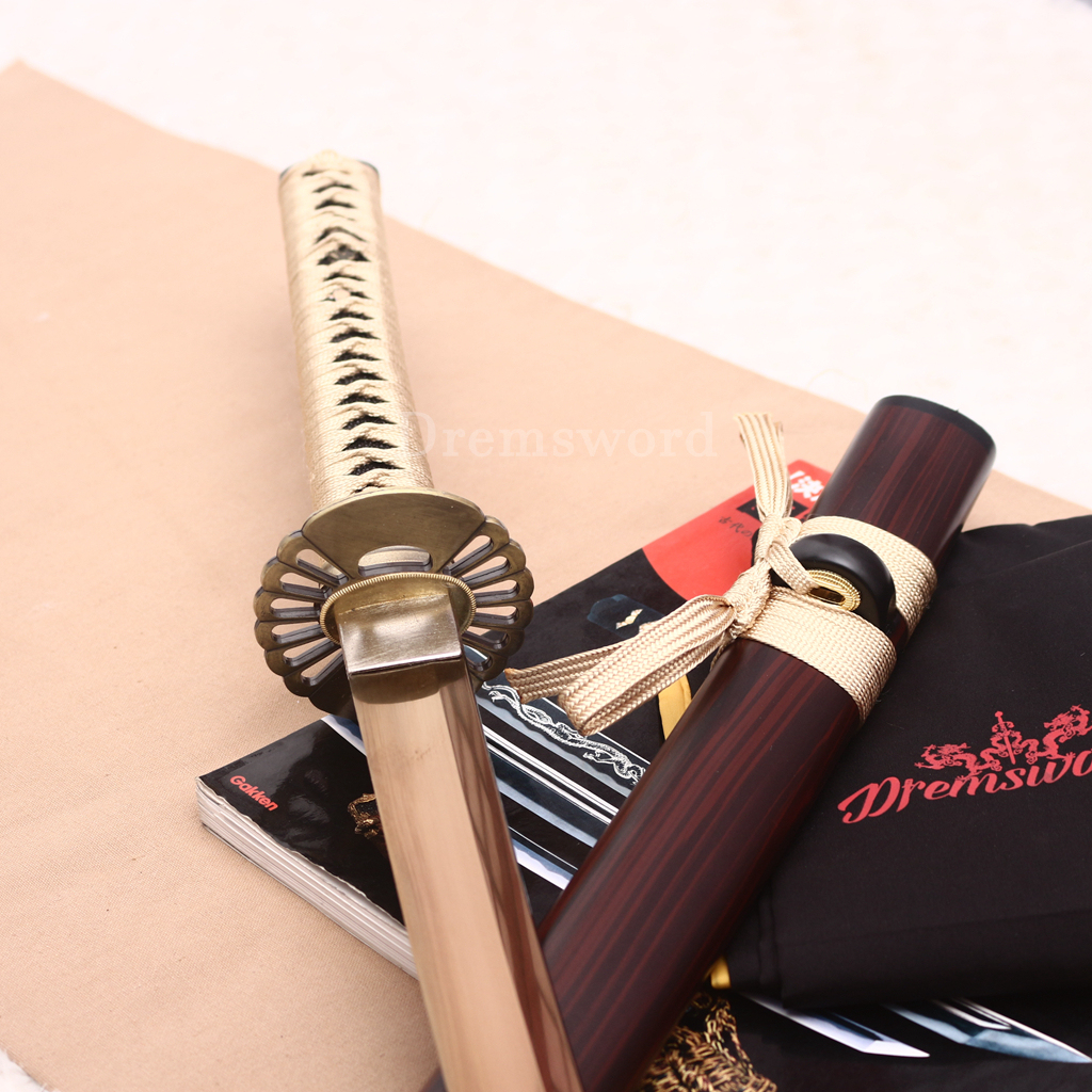 9260 Spring Steel Functional Katana Japanese Samurai Sword Battle Ready Full Tang Shinogi-Zukuri Gold