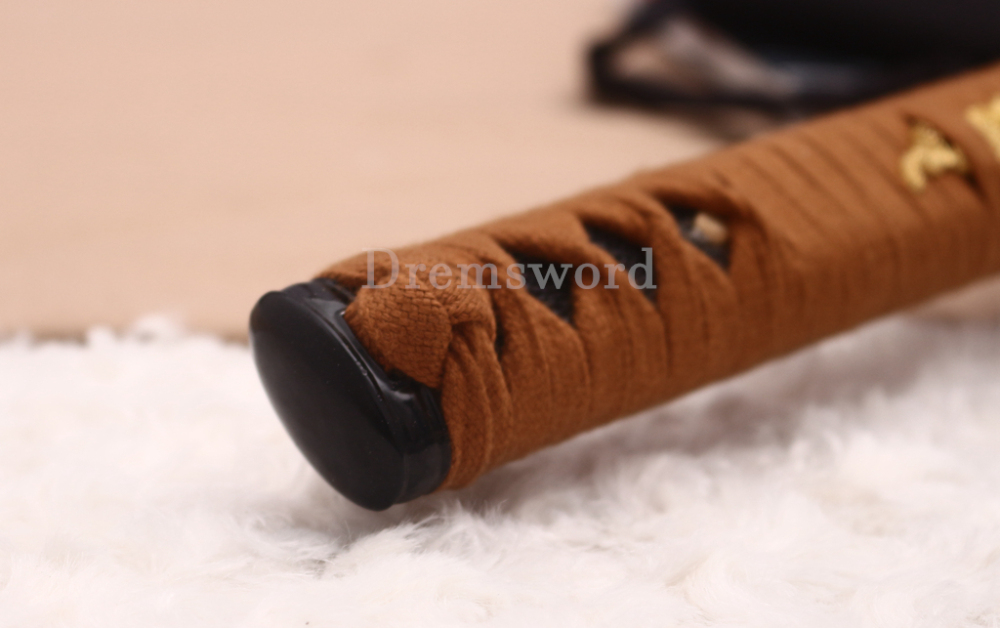 Handmade 9260 Spring Steel Katana Japanese Samurai Sword Battle Ready Full Tang Cotton Ito Shinogi-Zukuri Black and Brown