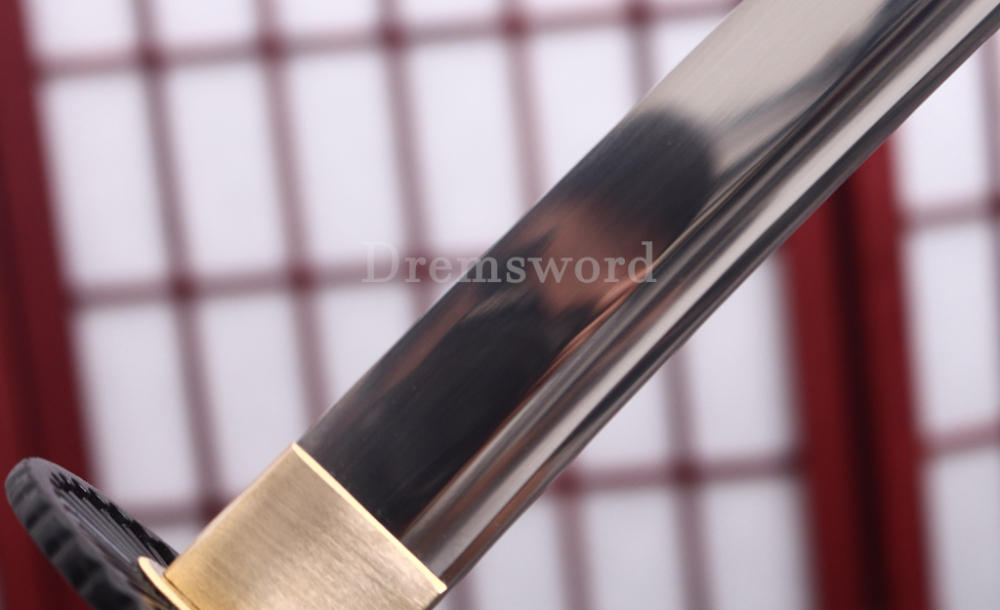 Handmade 9260 Spring Steel Katana Japanese Samurai Sword Battle Ready Full Tang Cotton Ito Shinogi-Zukuri Black and Brown