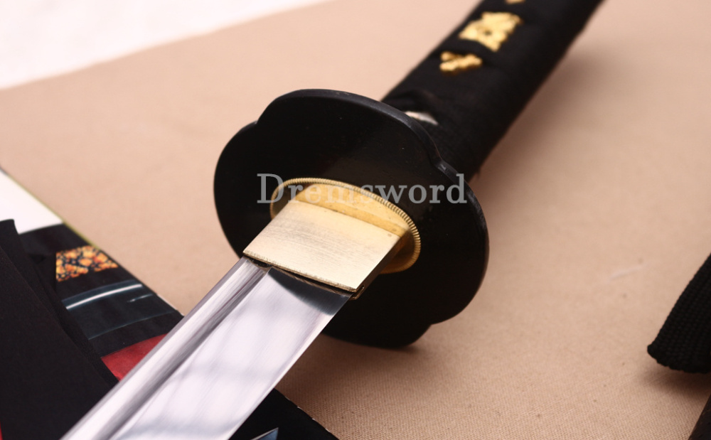 Handmade 9260 Spring Steel Wakizashi Japanese Samurai Sword Battle Ready Full Tang Shinogi-Zukuri Black
