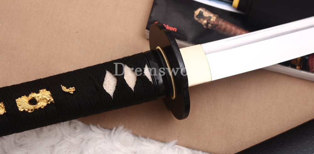 Handmade 9260 Spring Steel Wakizashi Japanese Samurai Sword Battle Ready Full Tang Shinogi-Zukuri Black