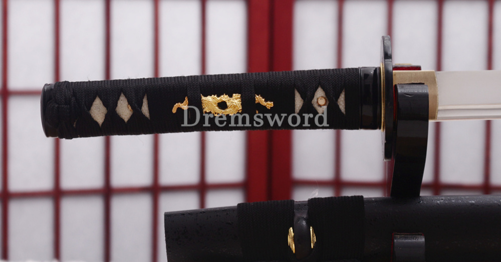 Handmade 9260 Spring Steel Wakizashi Japanese Samurai Sword Battle Ready Full Tang Shinogi-Zukuri Black
