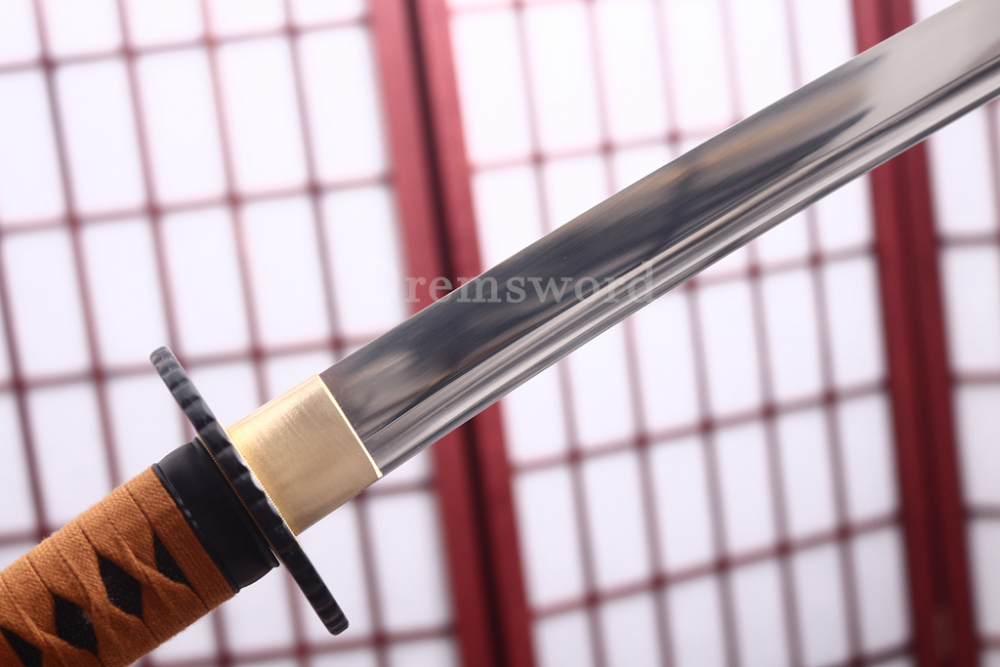 Handmade 9260 Spring Steel Katana Japanese Samurai Sword Battle Ready Full Tang Cotton Ito Shinogi-Zukuri Black and Brown