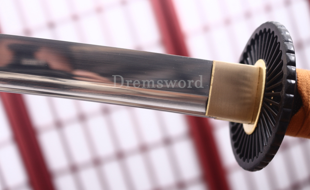 Handmade 9260 Spring Steel Katana Japanese Samurai Sword Battle Ready Full Tang Cotton Ito Shinogi-Zukuri Black and Brown