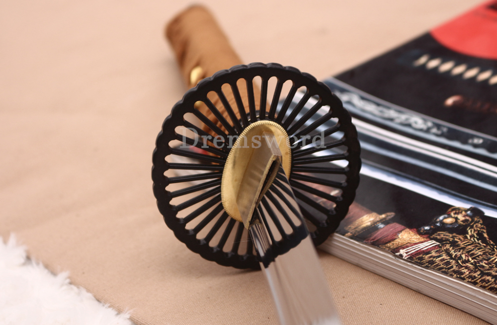 Handmade 9260 Spring Steel Katana Japanese Samurai Sword Battle Ready Full Tang Cotton Ito Shinogi-Zukuri Black and Brown