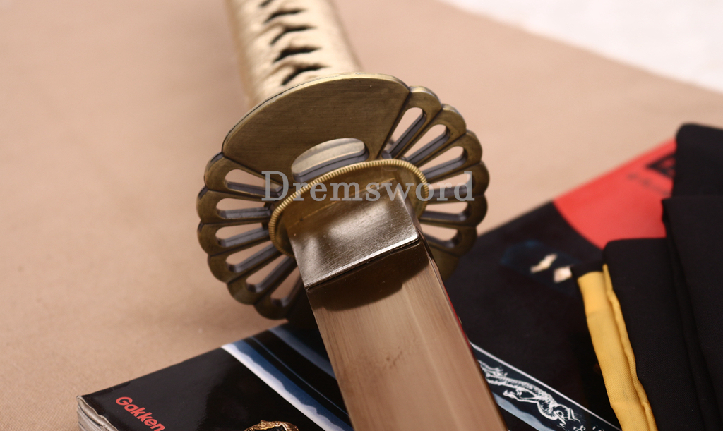 9260 Spring Steel Functional Katana Japanese Samurai Sword Battle Ready Full Tang Shinogi-Zukuri Gold